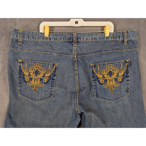 Vintage 90s Kani Gold Mens 46x32 Blue Jeans Denim Hip Hop Y2K Embroidered